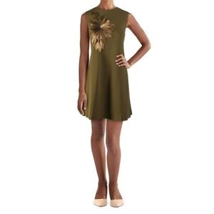 Gracia Womens Knit Sleeveless Olive Dress